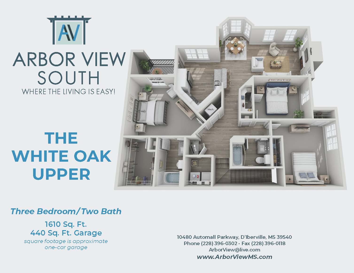 white oak upper floorplan